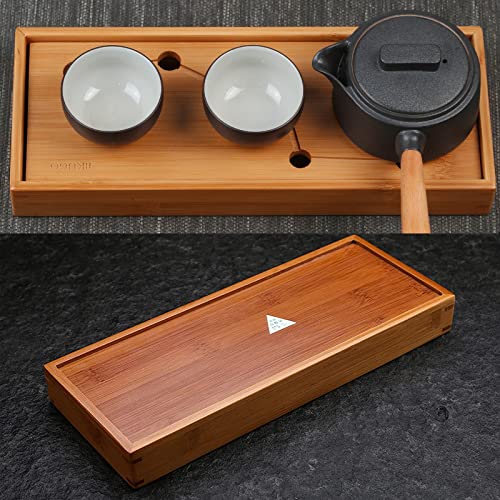 JIKUGO Seven Stars Bamboo Tea Tray 11.8x4.84x1.38in Gongfu Tea Tray Chinese Tea Set Japanese/Chinese Gongfu Tea Table Home Furnishing Serving Water Storage Bamboo Tea Table - Image 4