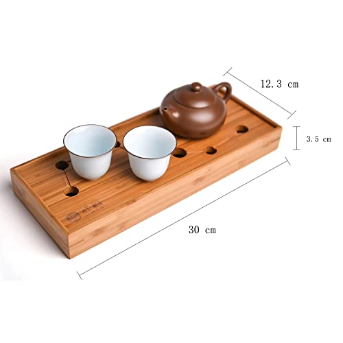 JIKUGO Seven Stars Bamboo Tea Tray 11.8x4.84x1.38in Gongfu Tea Tray Chinese Tea Set Japanese/Chinese Gongfu Tea Table Home Furnishing Serving Water Storage Bamboo Tea Table - Image 2