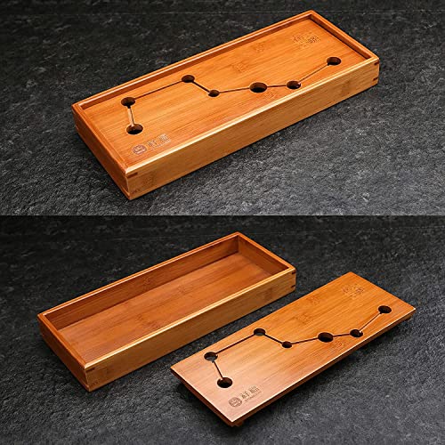JIKUGO Seven Stars Bamboo Tea Tray 11.8x4.84x1.38in Gongfu Tea Tray Chinese Tea Set Japanese/Chinese Gongfu Tea Table Home Furnishing Serving Water Storage Bamboo Tea Table - Image 5