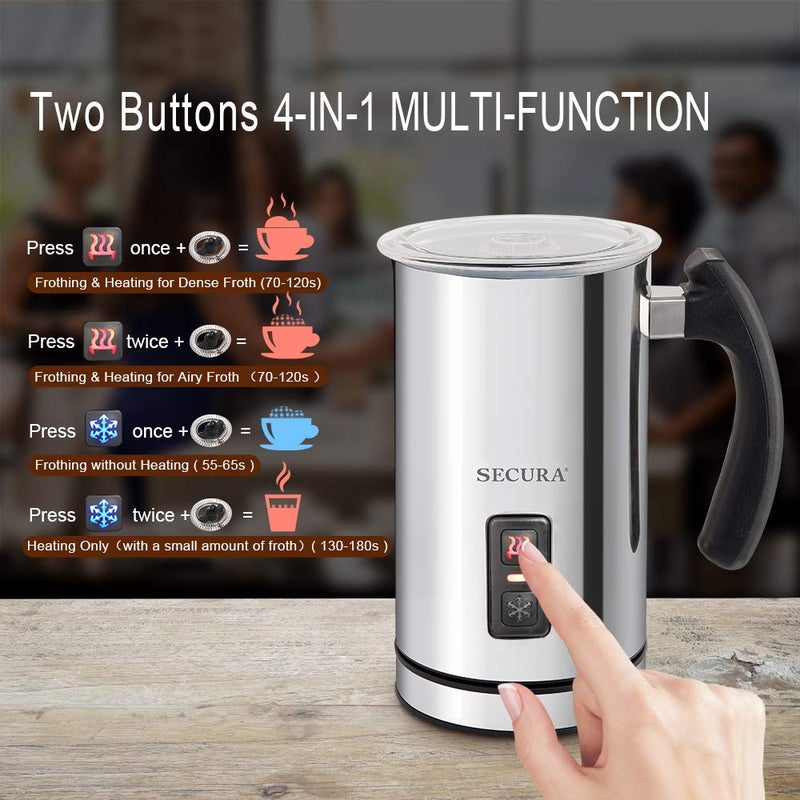 Secura Electric Milk Frother  Automatic Milk Steamer Warm Or Cold Foam Maker For Coffee  Cappuccino  Latte  Stainless Steel Milk Warmer With Strix Temperature Controls - Image 2