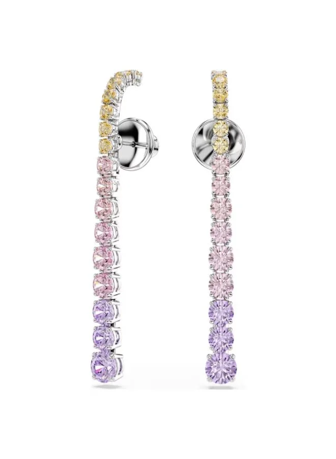 Matrix Tennis Rhodium Plated Pierced Earrings