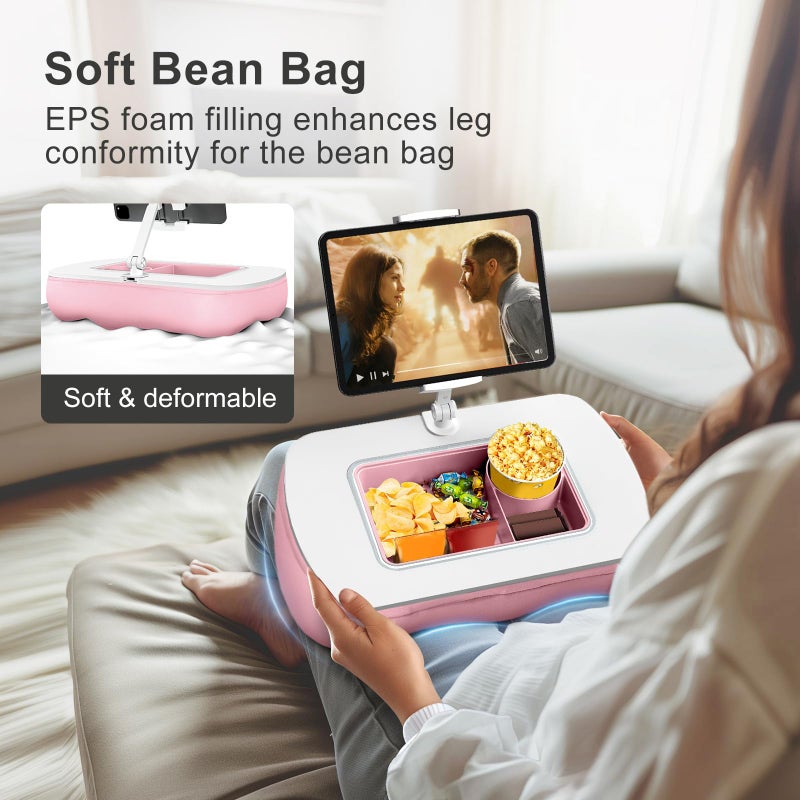 ERGONOV Tablet Pillow Stand for Lap Use with Snack Bowl and 360Â° Rotating Arm, Adjustable iPad Holder for Bed, Couch, and Recliner, Compatible with 4.7"-13" Kindle, iPad, Tablet, Phone,Pink - Image 3