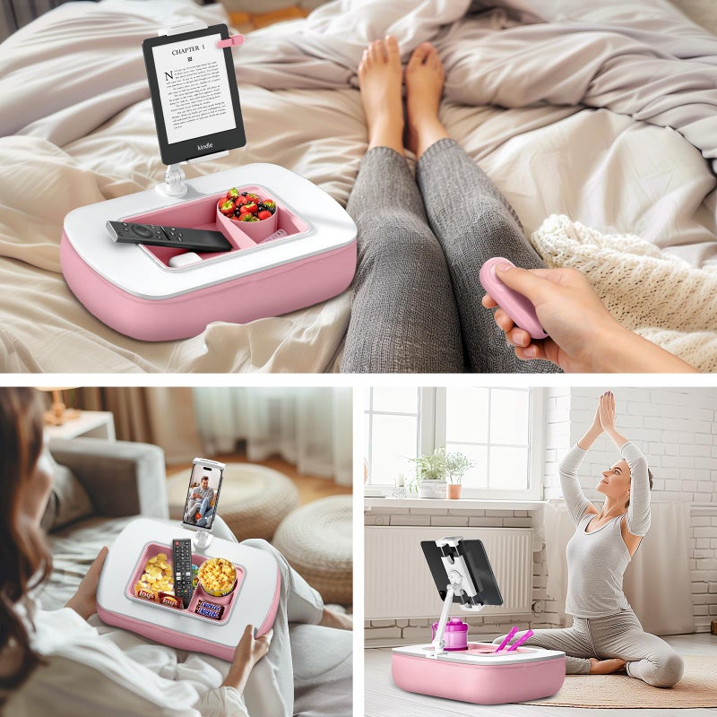 ERGONOV Tablet Pillow Stand for Lap Use with Snack Bowl and 360Â° Rotating Arm, Adjustable iPad Holder for Bed, Couch, and Recliner, Compatible with 4.7"-13" Kindle, iPad, Tablet, Phone,Pink - Image 4