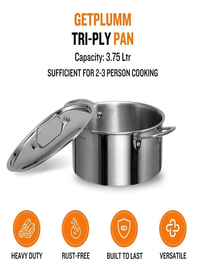 PLUMM GET PLUMM Triply Casserole 3.75 LTR Big Size 22CM | Cook & Serve Casserole for Roti Hot Case | Steel Hot Box Set with Lid | Hot Pot, Food Grade Casseroles for Cooking Rice-Gravy-Curry, Hot & Cold - Image 3