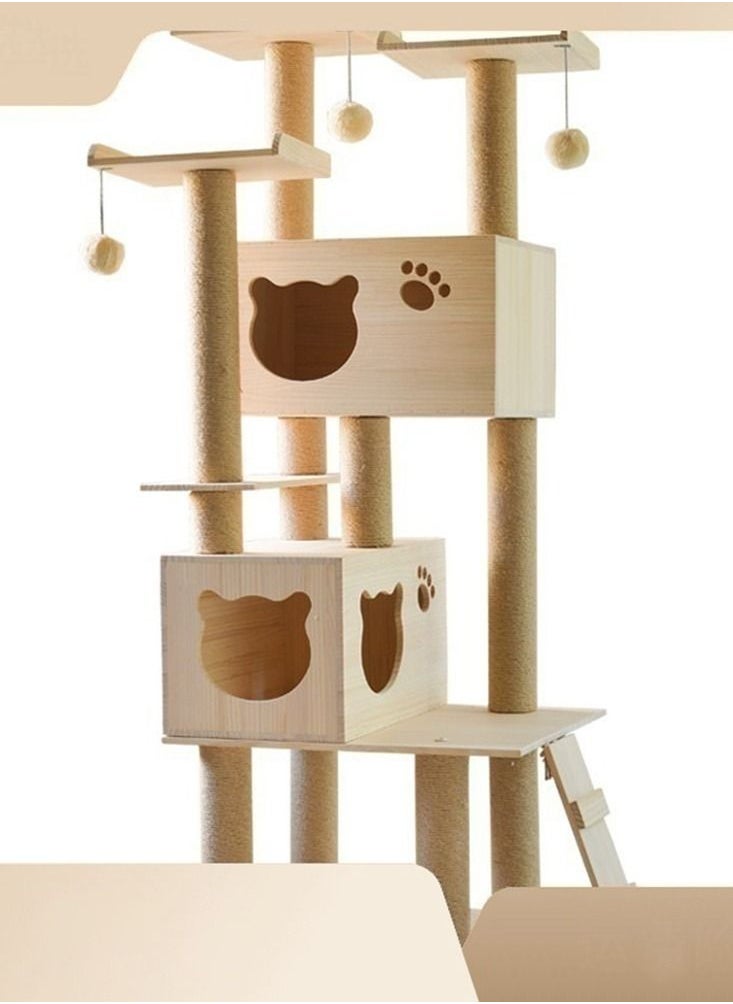 CityRiya-Long - Cat Tree Cat Tower Tree Cat Scratching Post Multi-Level Cat Climbing Activity Center Jumping Platform With Houses And Hammock For Indoor Cats Kittens Pets Play Rest Climb Sleeping 125x40x50 - Image 1