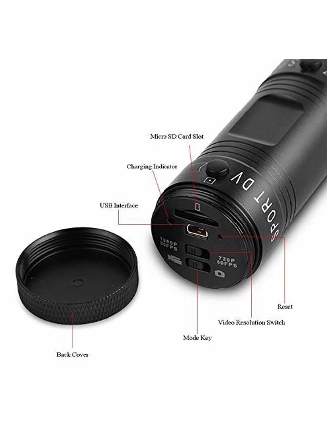 ZERONE كاميرا رياضية DV، كاميرا صوتية صغيرة محمولة بدقة Full HD 1080P 720P مع ميكروفون، كاميرا IPX-4 مقاومة للماء للدراجات والسيارات للرياضات الخارجية (أسود) - Image 4