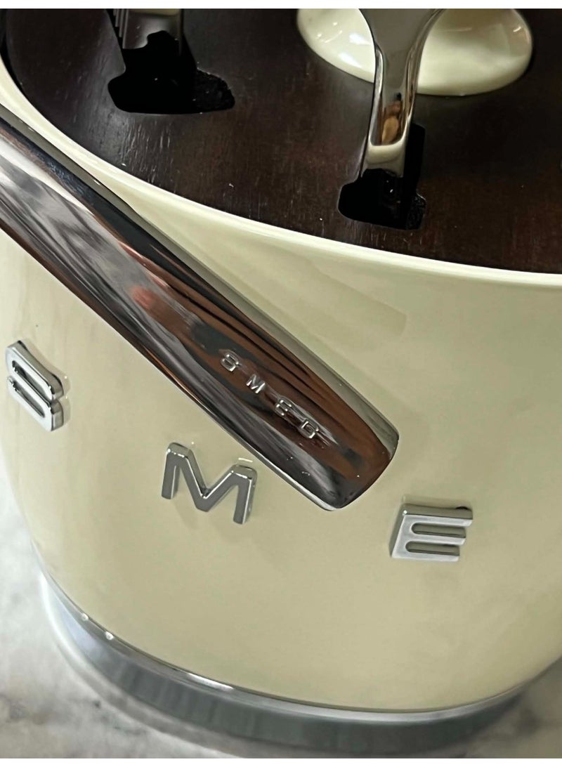 SMEG Retro Stainless Steel 6-Person Cutlery Set+Holder, Cream - Image 5