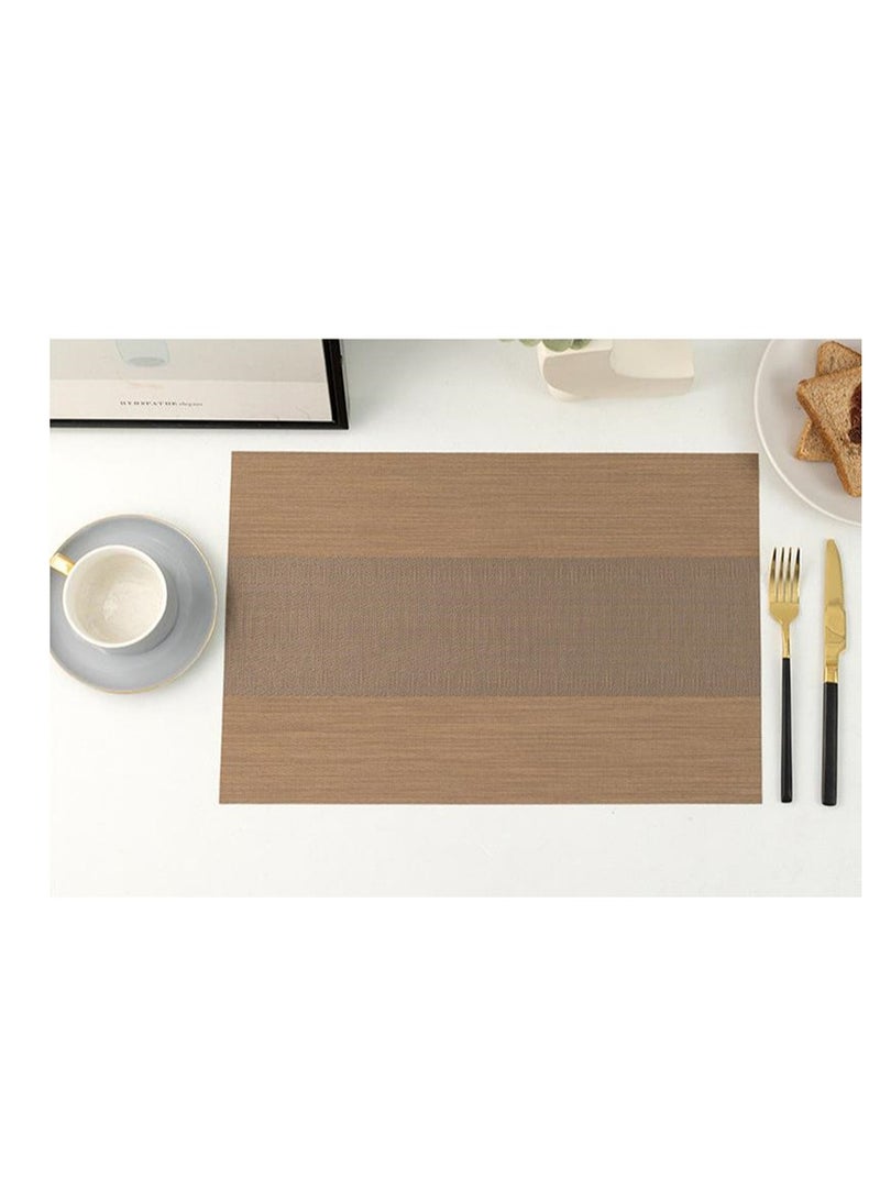 Golden Placemats for Dining Table: Set of 6 Washable Kitchen Table Mats Waterproof Vinyl Woven Place Mats, Heat Resistant Non-Slip PVC Table Placemat for Home Kitchen Restaurant Party Decoration 45 x 30 CM  - Image 1