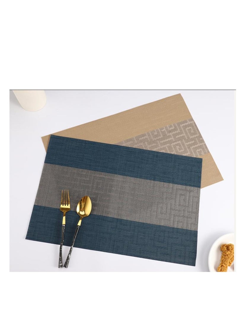 Golden Placemats for Dining Table: Set of 6 Washable Kitchen Table Mats Waterproof Vinyl Woven Place Mats, Heat Resistant Non-Slip PVC Table Placemat for Home Kitchen Restaurant Party Decoration 45 x 30 CM  - Image 3