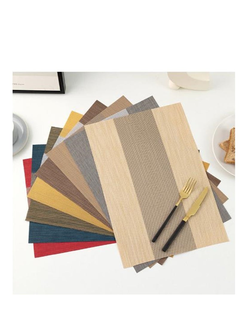 Golden Placemats for Dining Table: Set of 6 Washable Kitchen Table Mats Waterproof Vinyl Woven Place Mats, Heat Resistant Non-Slip PVC Table Placemat for Home Kitchen Restaurant Party Decoration 45 x 30 CM  - Image 4