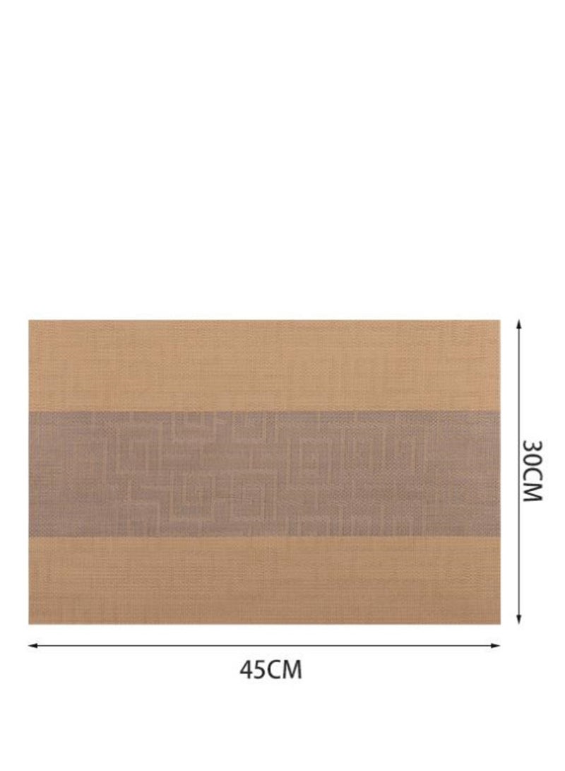 Golden Placemats for Dining Table: Set of 6 Washable Kitchen Table Mats Waterproof Vinyl Woven Place Mats, Heat Resistant Non-Slip PVC Table Placemat for Home Kitchen Restaurant Party Decoration 45 x 30 CM  - Image 2