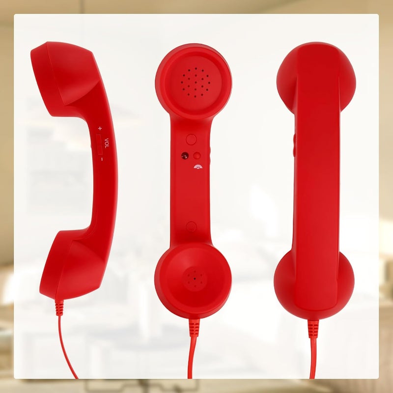 BTFO Retro Phone Handset for Iphone/Android, Type C Old School Cell Phone Receiver with Microphone & Speaker 90s Style Photos Prop for Mobile Phones (Red) - Image 3