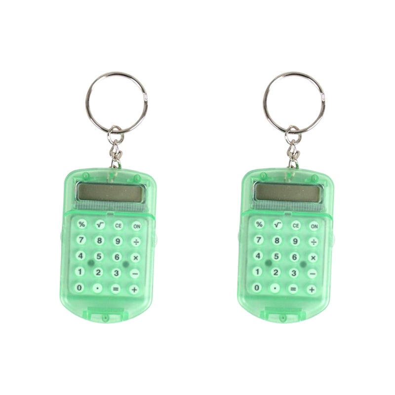 Green Pocket Calculator Keychain with Digital Display and Protective Lid - Image 2