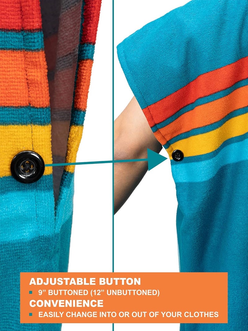 Suncube SUN CUBE Men's Surf Poncho Changing Robe with Hood, 44 Inches, Sunset Blue, Polyester - Image 5