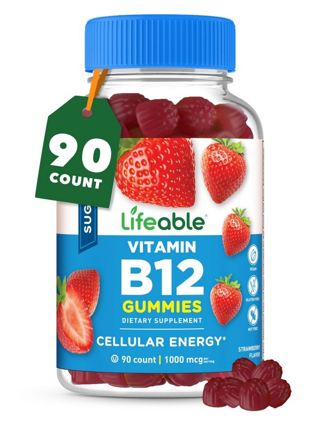 Lifeable Sugar Free Vitamin B12 Gummies | 1000 mcg | Great Tasting B12 Vitamins Gummies | Energy, Mood, and Metabolism Support | B 12 Vitamin Gummies for Men, Women, Adults | 90 Gummies - Image 1