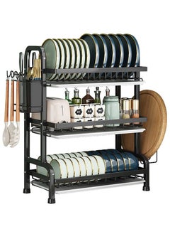 CityRiya-Long Dish Rack Dish Drying Rack 3-Tier Rust Proof Dish Racks with Drainboard Tray Utensil Holder Large Dish Drainer with Cutting Board Holder for Kitchen Counter Organizer Storage  - Image 1