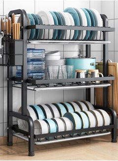 CityRiya-Long Dish Rack Dish Drying Rack 3-Tier Rust Proof Dish Racks with Drainboard Tray Utensil Holder Large Dish Drainer with Cutting Board Holder for Kitchen Counter Organizer Storage  - Image 2