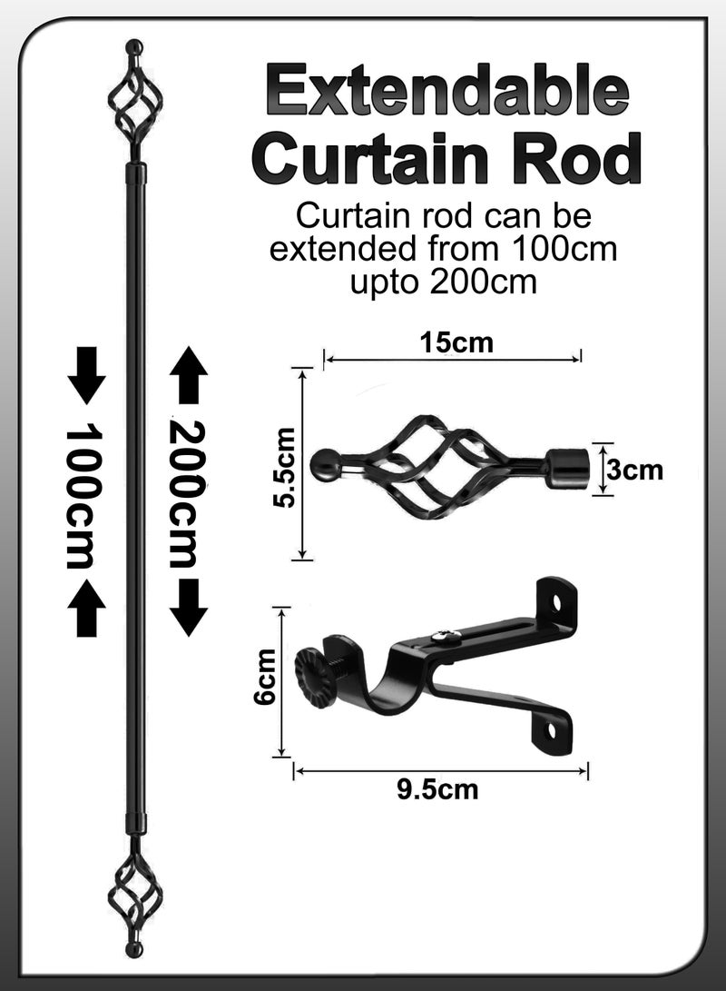 DBLEW Antique Roman Window Covering Curtains Rod Blinds Pipe Extendable 100 To 200cm Sunshades Pole Drapery Rail Hardware Adjustable With Round Ball Finials Set 3cm Diameter For Home And Office Decoration  - Image 4