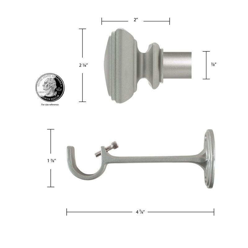 Decopolitan - 27933-36NI Square Adjustable Curtain Rod Set, 36 to 72-Inch, Nickel - Image 5