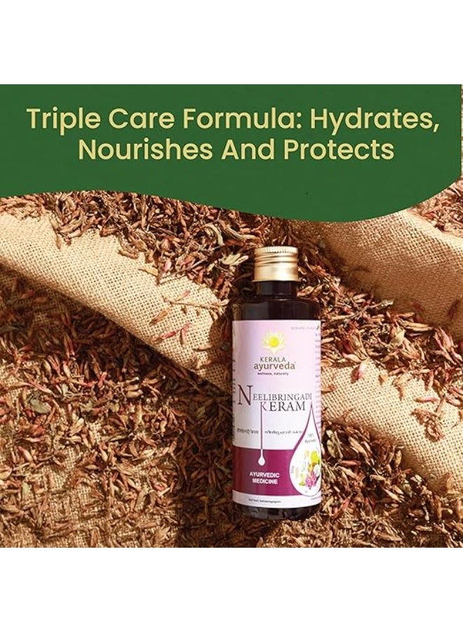 كيرلا ايورفيدا ولاية كيرالا الأيورفيدا Neelibhringadi Keram | زيت الشعر لنمو الشعر | مع إنديجو وبرينجاراج وأملا | تركيبة العناية الثلاثية | 200 مل - Image 2