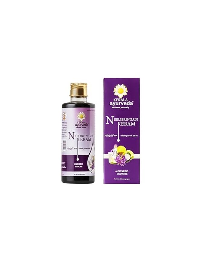 كيرلا ايورفيدا ولاية كيرالا الأيورفيدا Neelibhringadi Keram | زيت الشعر لنمو الشعر | مع إنديجو وبرينجاراج وأملا | تركيبة العناية الثلاثية | 200 مل - Image 1