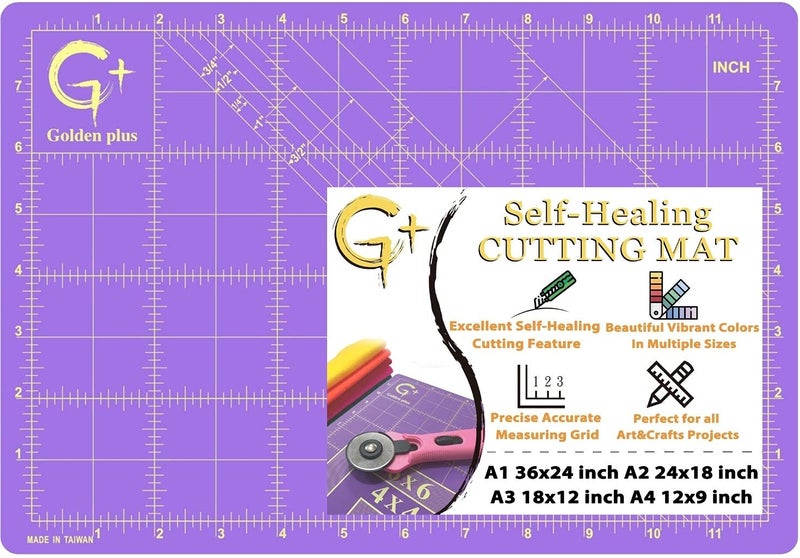 G SelfHealing Cutting Mat  True A4 9 x 12 9 x 13 Full Inches PurpleBlack  SelfHealing DoubleSided Durable NonSlip Cutting Board for Crafts Sewing Fabric Modeling and All Arts Projects