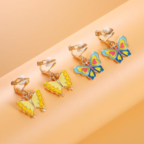SYNLIN A chic set of 20 pairs clip on earrings for girls without Pierced Ears,Vibrant Themes Like Flowers, Unicorns, Ladybugs, Butterflies, Sheep - Image 4