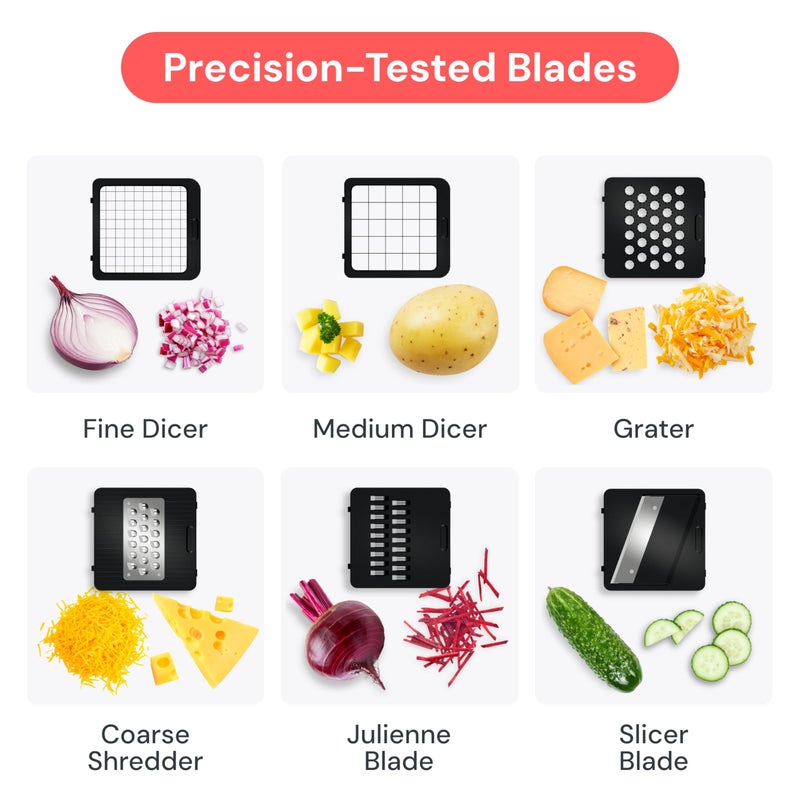 Fullstar Mandoline Slicer for Kitchen - Vegetable Chopper, Onion Potato Food Veggie Fruit Slicer and Cutter with Container, Kitchen Gadgets & Accessories, Home Essentials (6-in-1, Full White) - Image 4