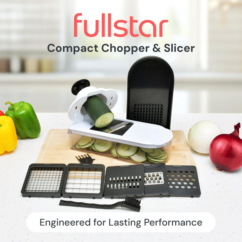 Fullstar Mandoline Slicer for Kitchen - Vegetable Chopper, Onion Potato Food Veggie Fruit Slicer and Cutter with Container, Kitchen Gadgets & Accessories, Home Essentials (6-in-1, Full White) - Image 2