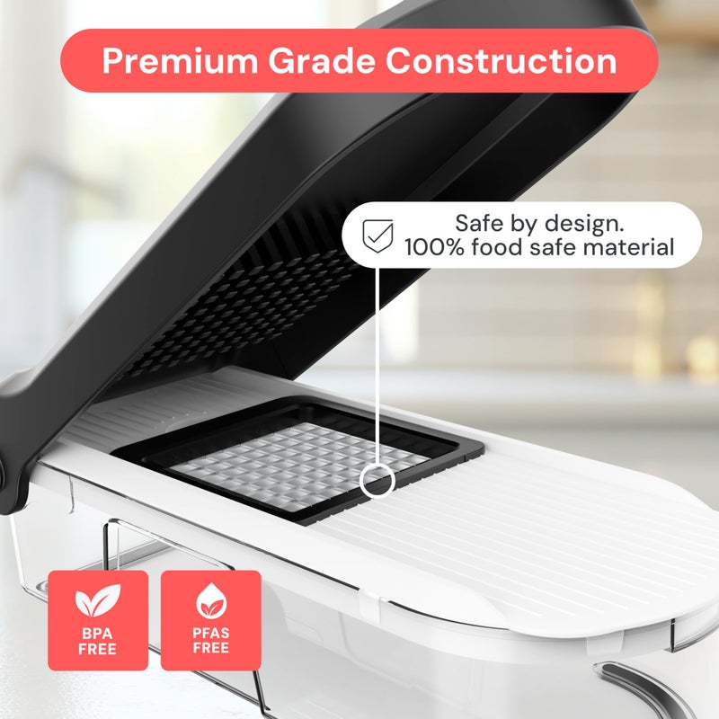 Fullstar Mandoline Slicer for Kitchen - Vegetable Chopper, Onion Potato Food Veggie Fruit Slicer and Cutter with Container, Kitchen Gadgets & Accessories, Home Essentials (6-in-1, Full White) - Image 5