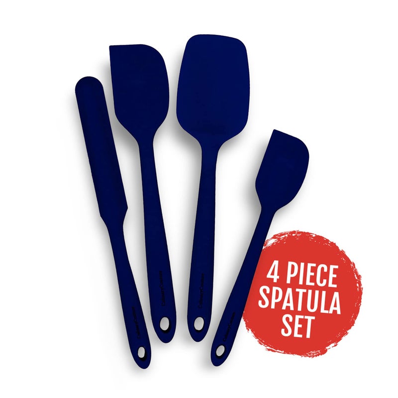 Culinary Couture 4-Piece Blue Silicone Baking Spatula Set - Rubber Spatulas Silicone Heat Resistant up to 608F  BPA-Free - Silicone Spatula Set for Nonstick Cookware - Silicone Baking Utensils - Image 4