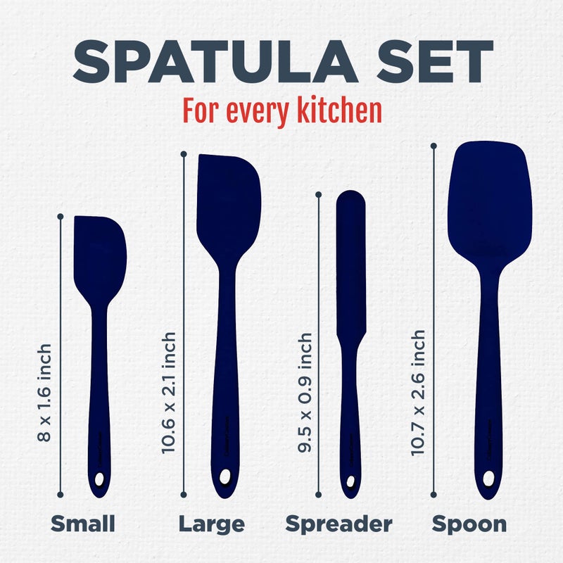 Culinary Couture 4-Piece Blue Silicone Baking Spatula Set - Rubber Spatulas Silicone Heat Resistant up to 608F  BPA-Free - Silicone Spatula Set for Nonstick Cookware - Silicone Baking Utensils - Image 2