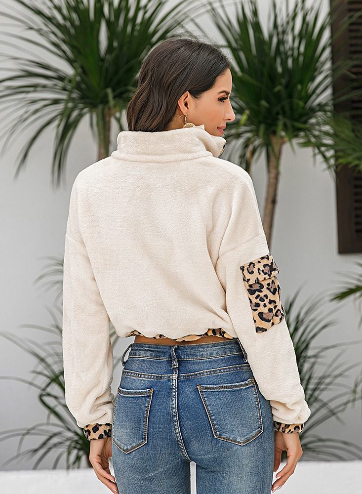 Loquat Leopard Color Matching Drawstring Pullover  - Image 2