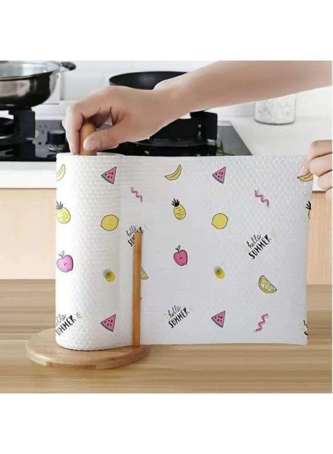 حامل مناشف ورقية للمطبخ مصنوع من خشب البامبو مع 2 عصا بقاعده مدوره - Image 4