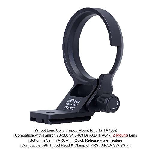 iShoot Lens Collar Tripod Mount Ring Compatible with Tamron 70300 f4563 Di RXD III A047 Z Mount Support Holder Bracket Arca Fit Quick Release Plate Dovetail for ArcaSwiss Type Clamp Stabilizer - Image 3