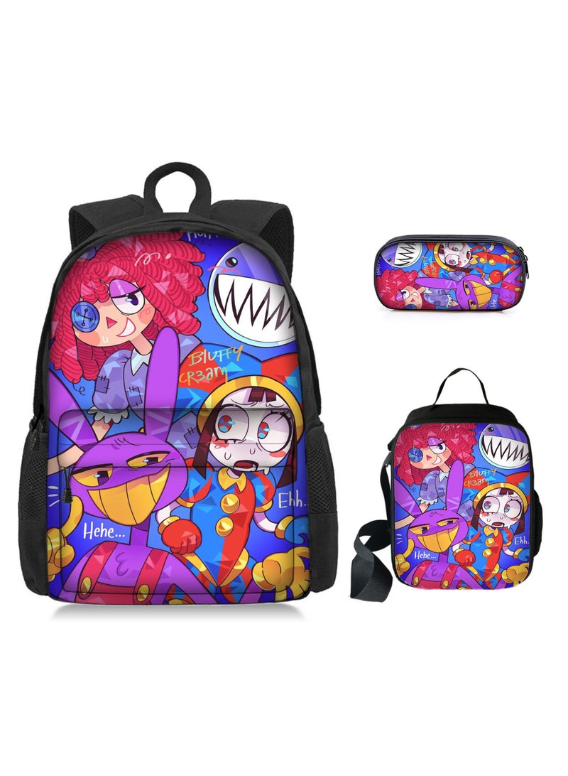 general 3 Pcs Anime The Amazing Digital Circus Backpack Set School Bag - Image 1