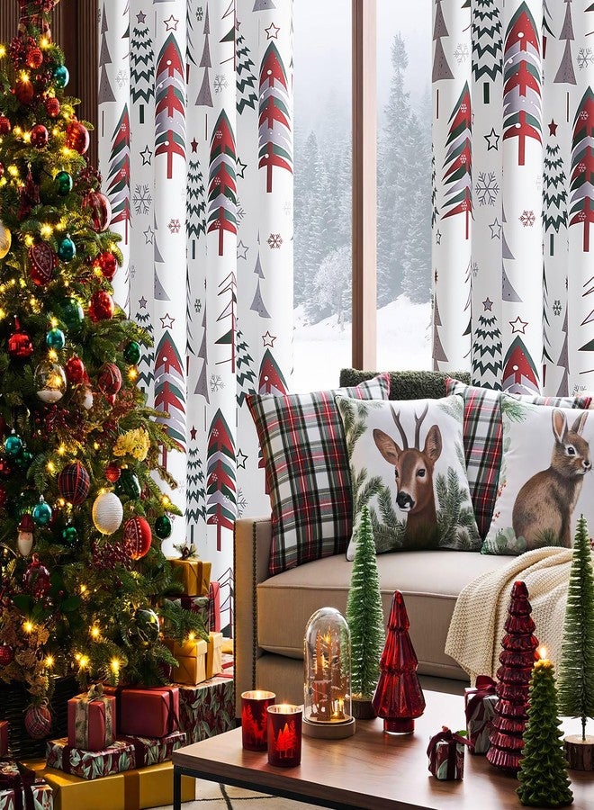 Topfinel Christmas Curtains 84 Inch Length for Living Room 2 Panels Set,Grommet Xmas Decoration Window Curtains with Christmas Tree and Snowflake Print for Bedroom,Set of 2,52x84 Inches Long,White - Image 4