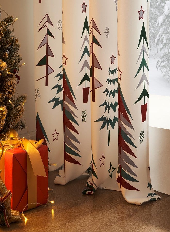 Topfinel Christmas Curtains 84 Inch Length for Living Room 2 Panels Set,Grommet Xmas Decoration Window Curtains with Christmas Tree and Snowflake Print for Bedroom,Set of 2,52x84 Inches Long,White - Image 3