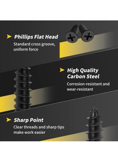 SANMUGEED Wood Screws 5/8 Inch, 500 PCS Premium Flat Head Phillips Black Wood Screws, Self Tapping Electrophoresis Used in Indoor Furniture, Woodworking (#8 x 5/8")  - Image 2