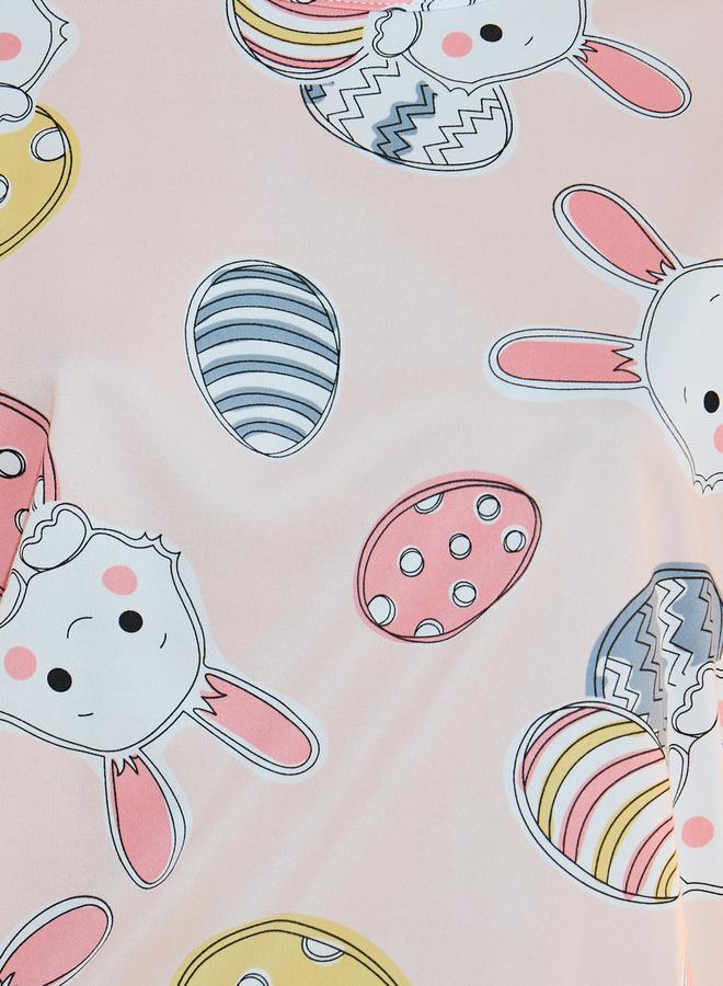 Take Two Rabbit Print T-Shirt & Straight Pyjama Set  - Image 3