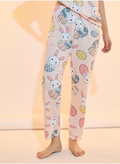 Take Two Rabbit Print T-Shirt & Straight Pyjama Set  - Image 5