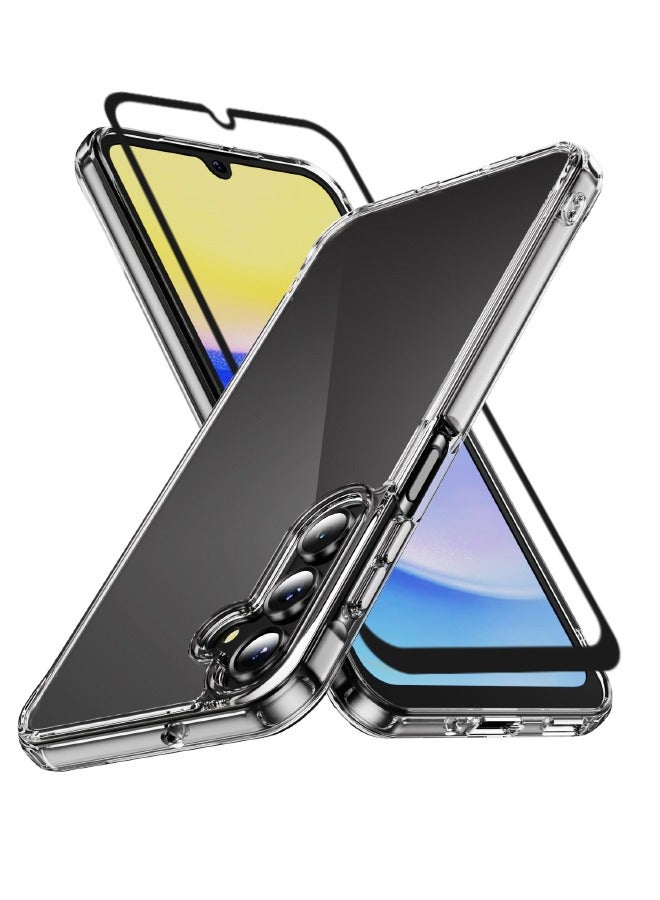 Samsung Galaxy A16 Case with HD Full Cover Tempered Glass Screen Protector,  [Anti Drop][Anti Scratch][Anti Slip][Anti Fingerprint][Anti Yellowing] Hard Case Cover for Samsung Galaxy A16 6.7 inch (Clear, 1+1 Pack)  - Image 1