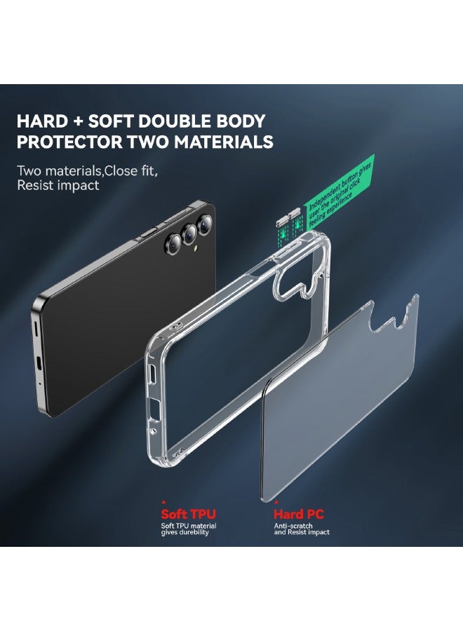 Samsung Galaxy A16 Case with HD Full Cover Tempered Glass Screen Protector,  [Anti Drop][Anti Scratch][Anti Slip][Anti Fingerprint][Anti Yellowing] Hard Case Cover for Samsung Galaxy A16 6.7 inch (Clear, 1+1 Pack)  - Image 2