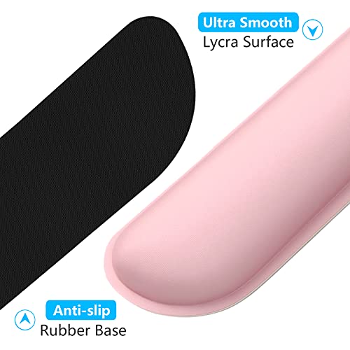 Dapesuom Enlarge Keyboard Wrist Rest, Memory Foam Wrist Cushion for Desk Mats Support, Cute Typing Pain Relief Keyboard Mouse Pad Rests Set with Non-Slip Base for Gaming Laptop Office Computer, Pink - Image 4