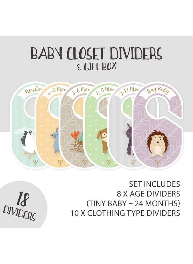 COZY HEDGEHOG - Baby Closet Dividers & Baby Clothes Organizer 18 X Baby Clothes Closet Dividers Neutral Hangers (Boy & Girl) Size & Age Baby Clothes Dividers Cozy Hedgehog - Image 1