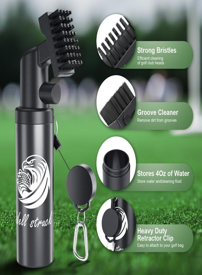 Vetance 2 Pack Pro Golf Club Cleaner - 4oz Water Bottle with Groove Cleaner and Retainer Clip, Durable Nylon Bristles for Easy Cleaning, Ergonomic Button Design, Golf Gifts for Men (Black) - Image 2