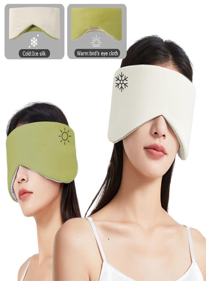 Ouliget Double Sided Sleep Mask,Warm and Cool Dual All Inclusive Noise Reduction Soft Pressureless Adjustable Ice Silk Mask,Cooling Fabric Soothing Mask - Image 2