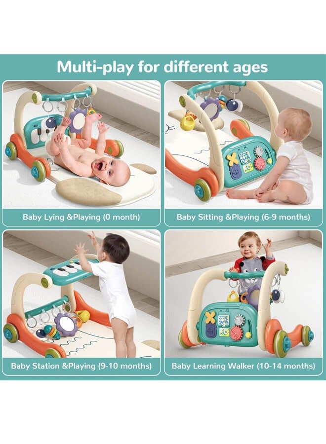 ريوليو 2 في 1: حصيرة ألعاب وصالة رياضية للأطفال، ألعاب أطفال مع بيانو للركل واللعب، مركز أنشطة للرضع، مشّاية ورف لياقة للأطفال - Image 3