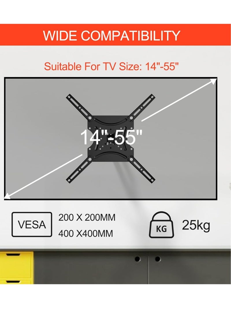 TIGER "Swivelling & Tilting TV Wall Mount for 14''-55'' Flat & Curved TVs/Monitors – Includes Safety Screws"  - Image 4