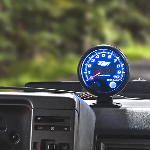GlowShift Tinted 7 Color 10,000 RPM On-Dash Tachometer Gauge - for 1-10 Cylinder Gas Powered Engines - Includes Shift Light & Wiring - Multi-Color Display - Black Dial - Smoked Lens - 3-3/4" 95mm - Image 3